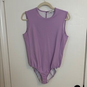 Tibi Faux Leather Lavender Sleeveless Bodysuit Large